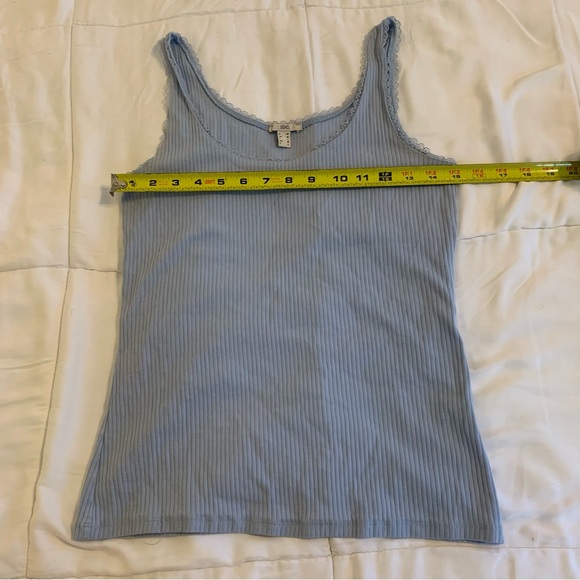 Y2K Summer Light Blue Ribbed Tank Top - Picture 3 of 6